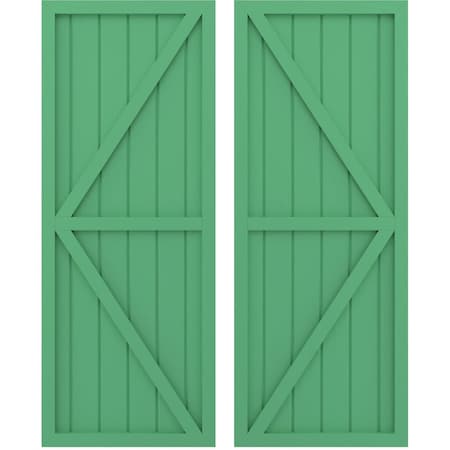 Americraft 6-Board Wood 2 Equal Panel Frmd Board-n-Batten Shutters W/ Dubl Z-Bar, ARW102BF621X80LPH